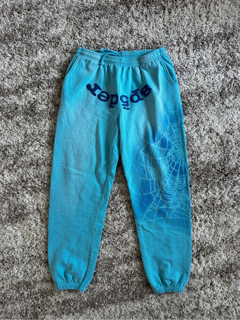 Sp5der OG Web V2 Spray Sweatpants Light Blue | Spider Worldwide